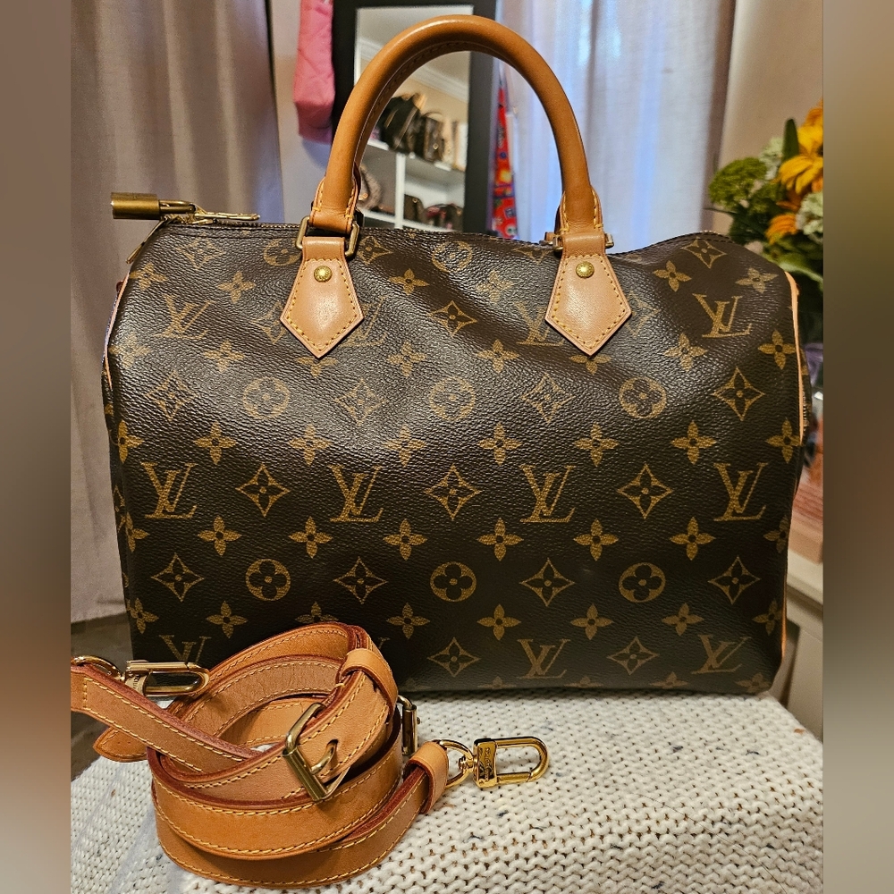 SOLD-Louis Vuitton Monogram Speedy 30 Bandouliere